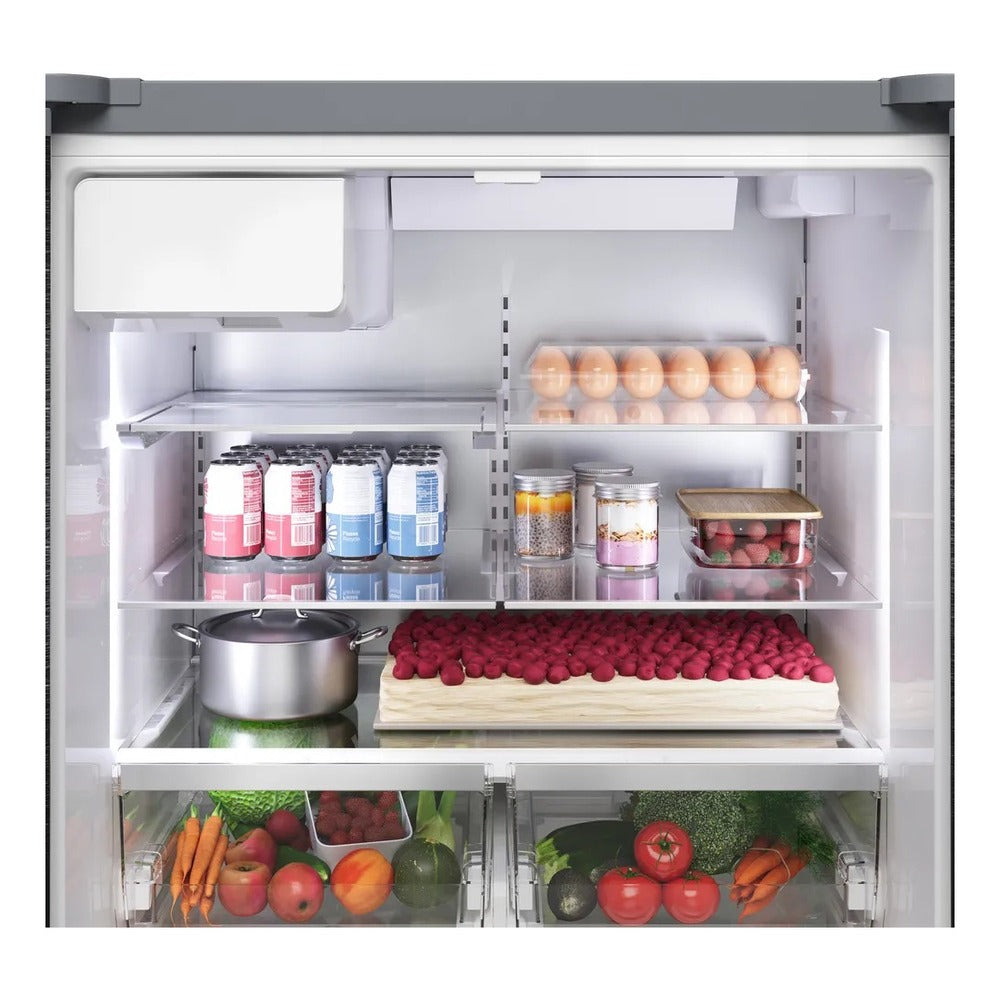 Bosch 500 Series, French Door Bottom freezer, multi door, 36'', Brushed steel (with an