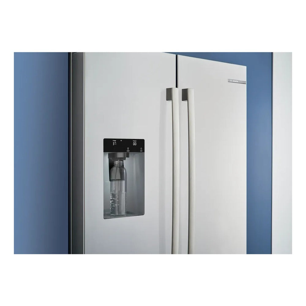 Bosch 500 Series, French Door Bottom freezer, multi door, 36'', Brushed steel (with an