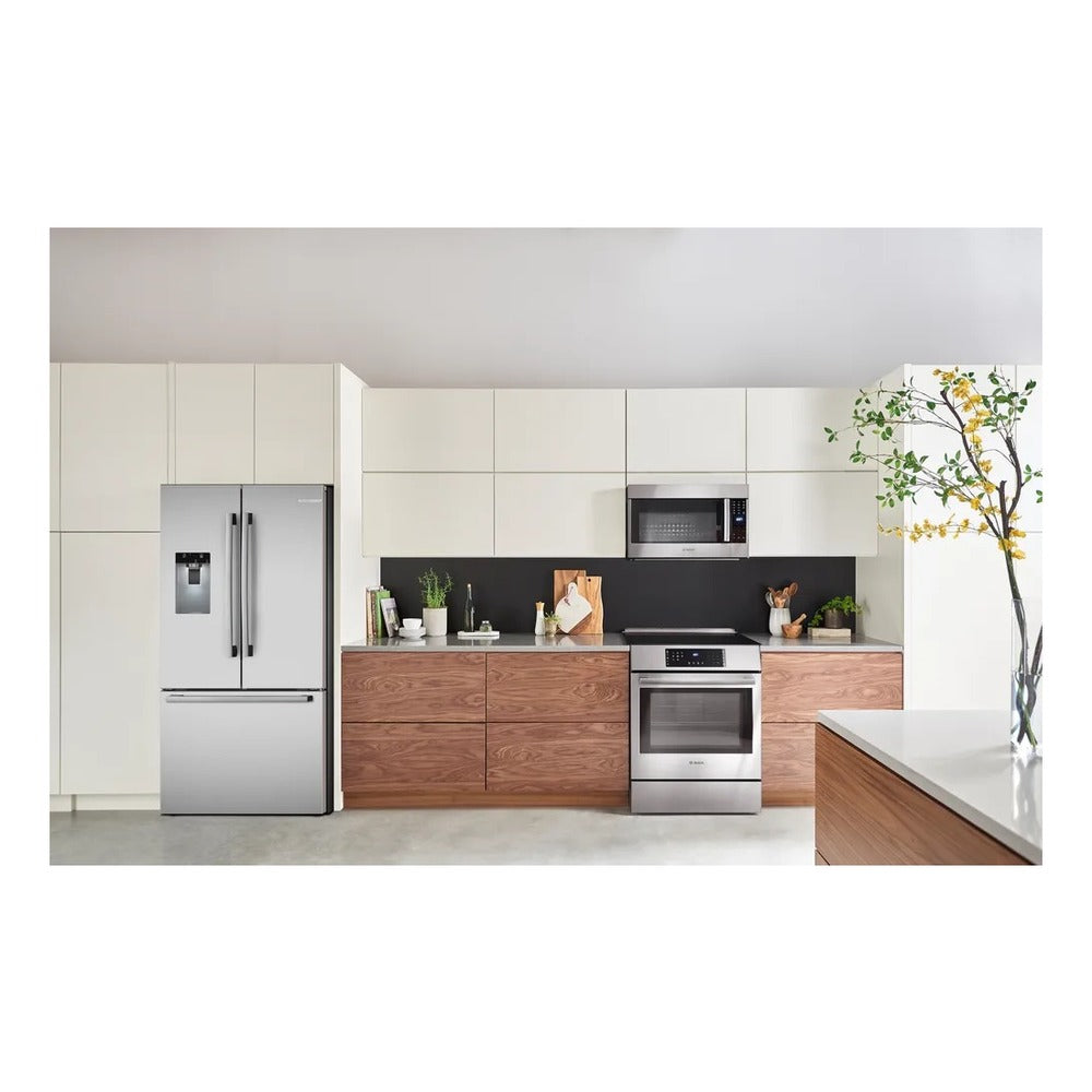 Bosch 500 Series, French Door Bottom freezer, multi door, 36'', Brushed steel (with an