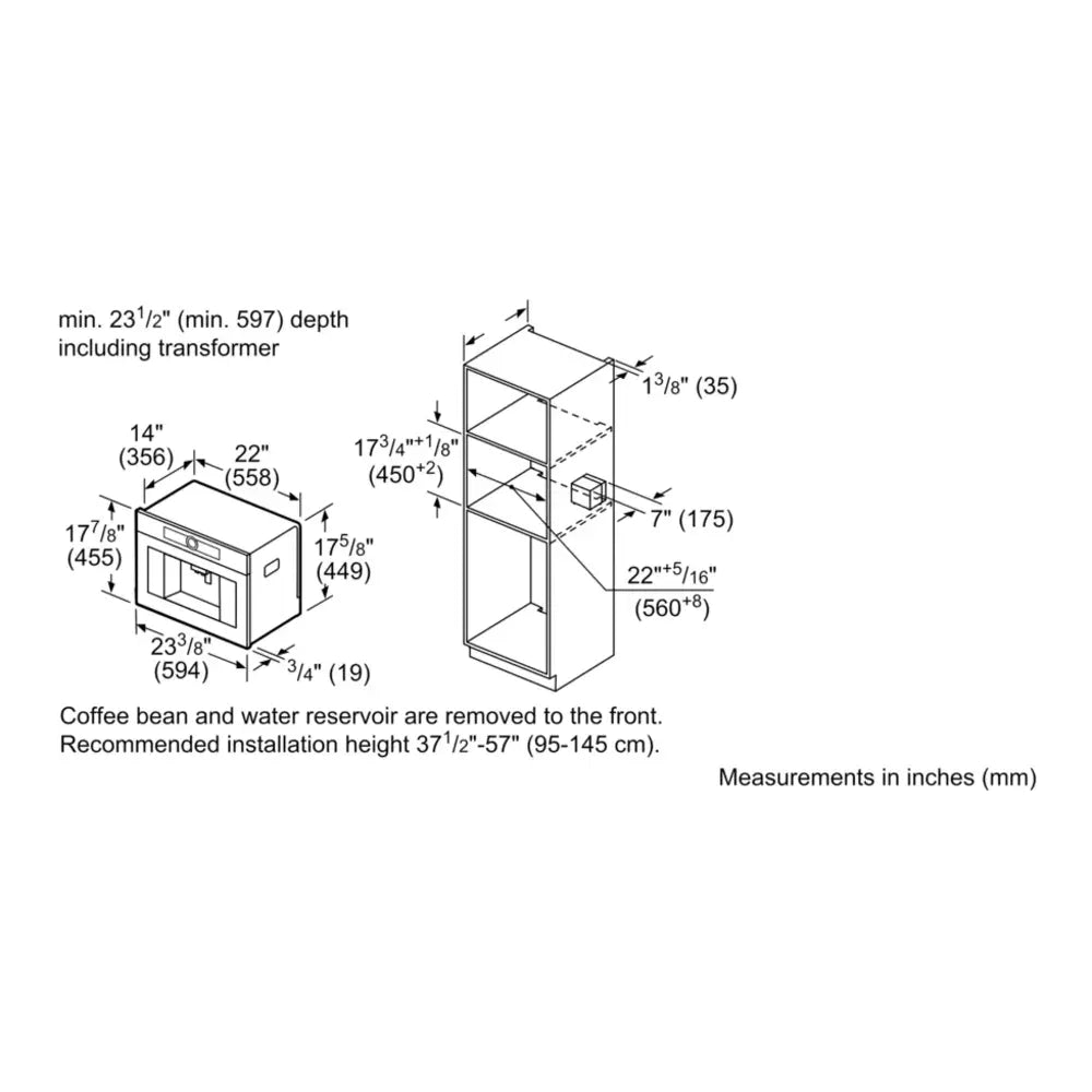 Bosch 800 Series, Built-In Fully Automatic Coffee Machine, Stainless steel, Removable 