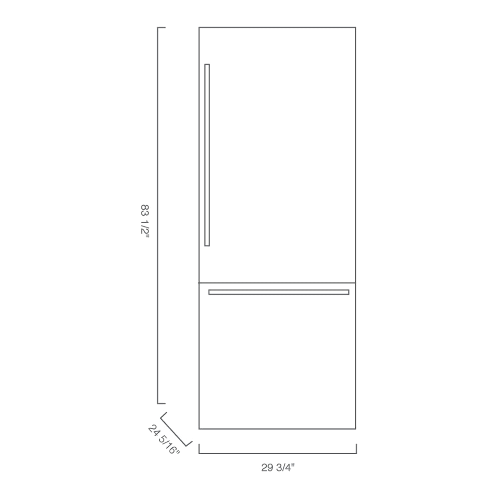 Blomberg 30" 16.4 cu.ft. Panel Ready Built-In Bottom Freezer Refrigerator, Internal Water