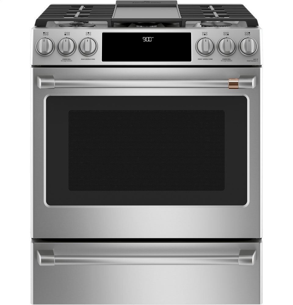 Cafe CAFÉ™ 30" Smart Slide-In, Front-Control, Dual-Fuel Range with Warming Drawer