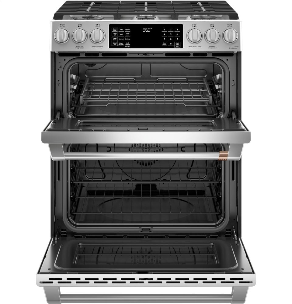 Cafe CAFÉ™ 30" Smart Slide-In, Front-Control, Dual-Fuel, Double-Oven Range with Conve