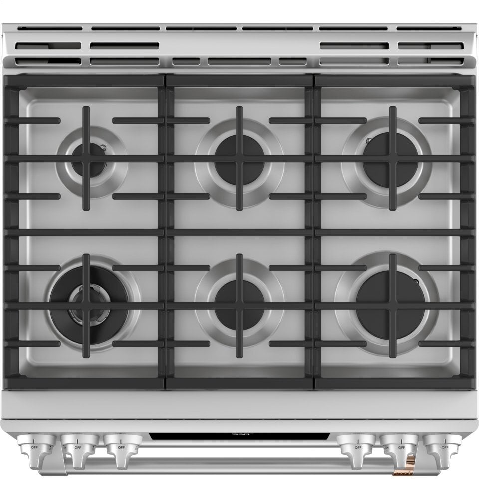 Cafe CAFÉ™ 30" Smart Slide-In, Front-Control, Dual-Fuel, Double-Oven Range with Conve