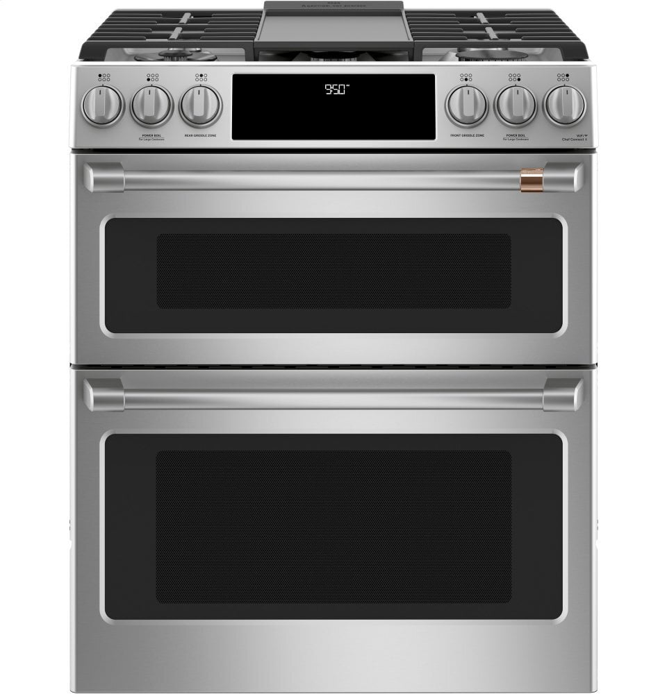 Cafe CAFÉ™ 30" Smart Slide-In, Front-Control, Dual-Fuel, Double-Oven Range with Conve