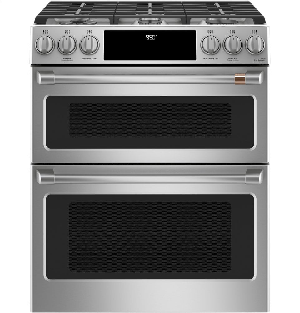 Cafe CAFÉ™ 30" Smart Slide-In, Front-Control, Dual-Fuel, Double-Oven Range with Conve