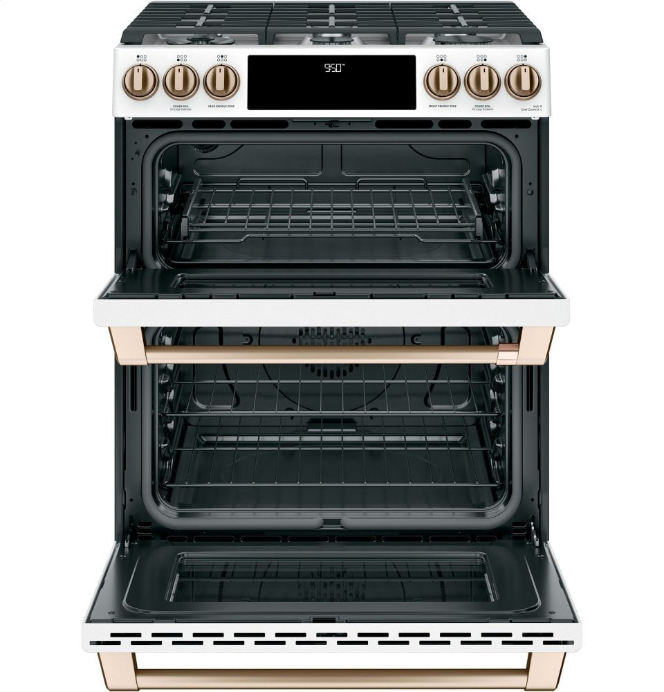 Cafe CAFÉ™ 30" Smart Slide-In, Front-Control, Dual-Fuel, Double-Oven Range with Conve