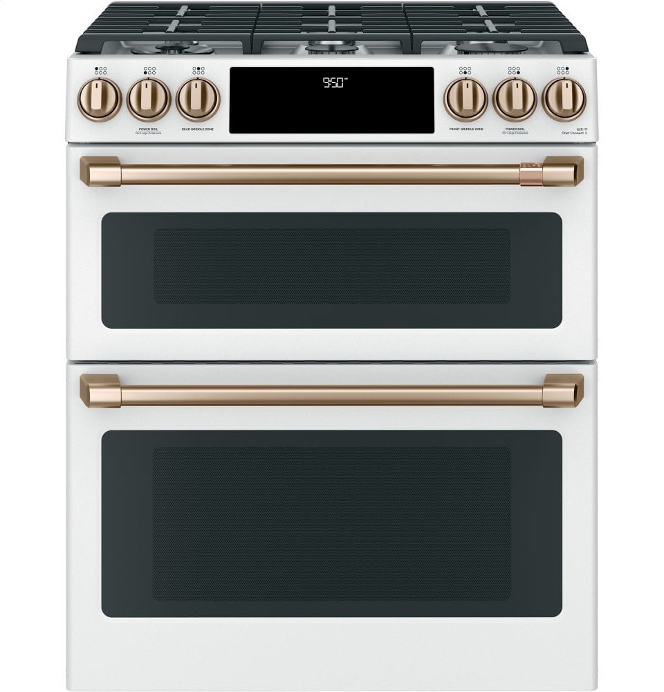 Cafe CAFÉ™ 30" Smart Slide-In, Front-Control, Dual-Fuel, Double-Oven Range with Conve