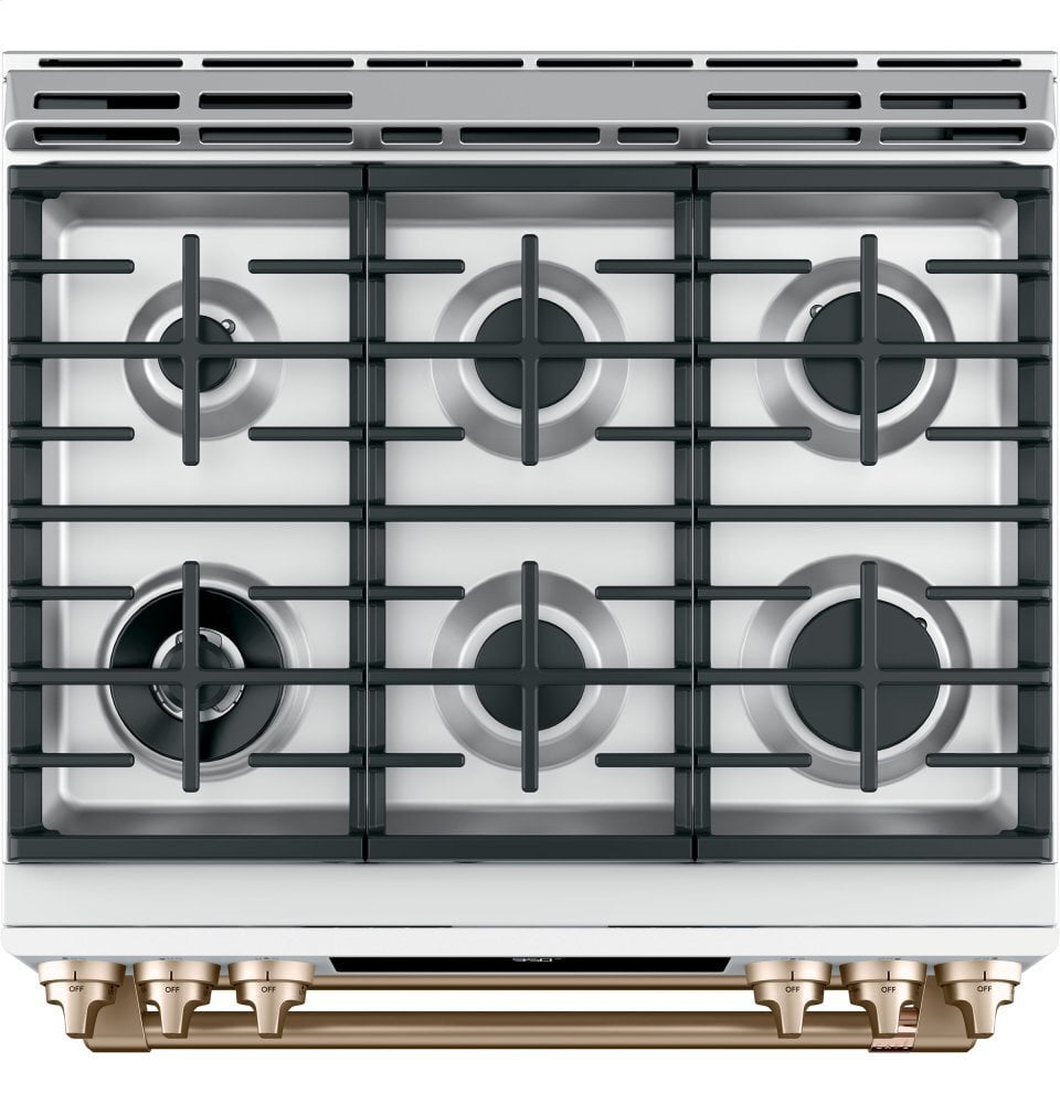 Cafe CAFÉ™ 30" Smart Slide-In, Front-Control, Dual-Fuel, Double-Oven Range with Conve