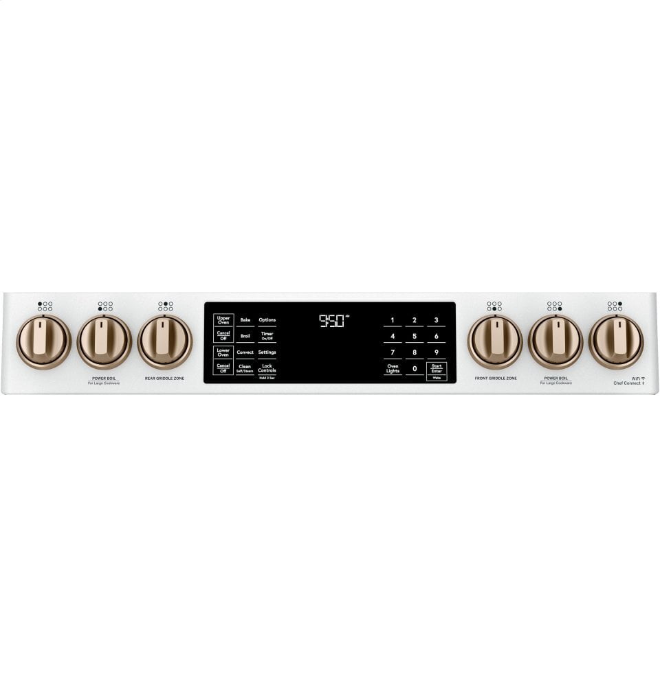 Cafe CAFÉ™ 30" Smart Slide-In, Front-Control, Dual-Fuel, Double-Oven Range with Conve