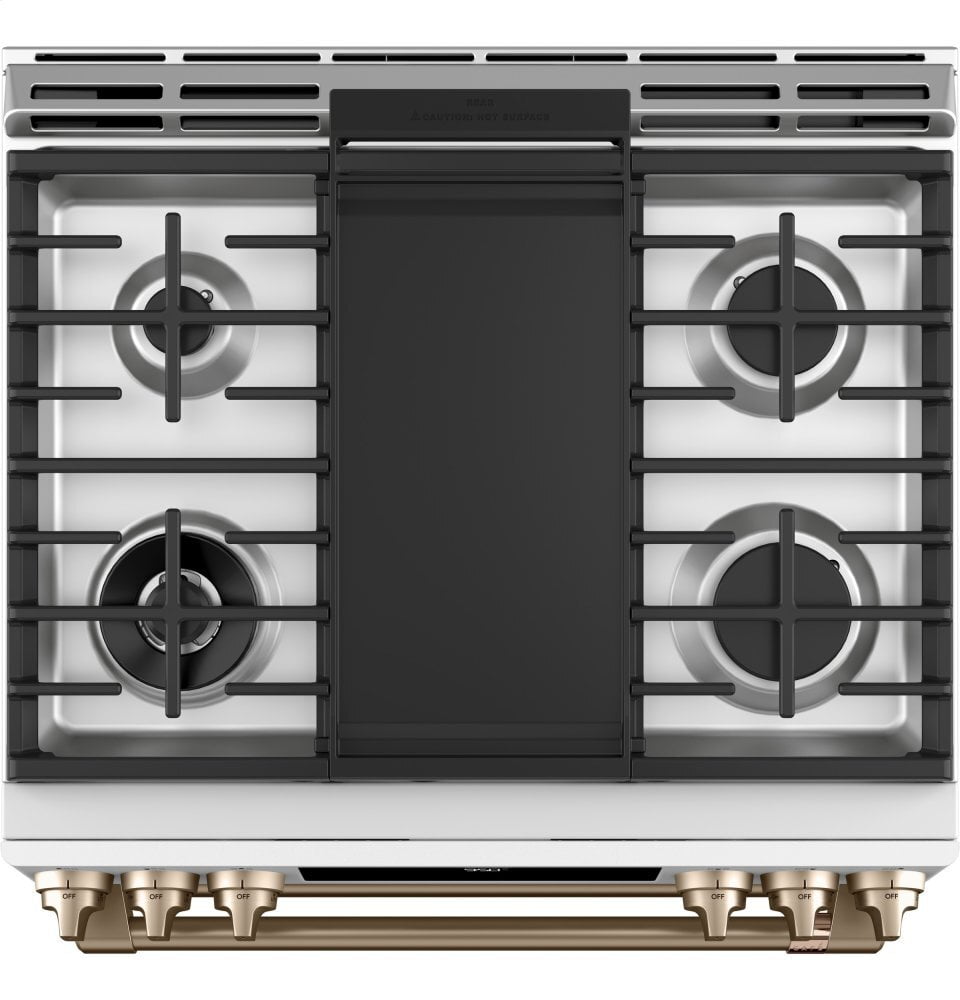 Cafe CAFÉ™ 30" Smart Slide-In, Front-Control, Dual-Fuel, Double-Oven Range with Conve