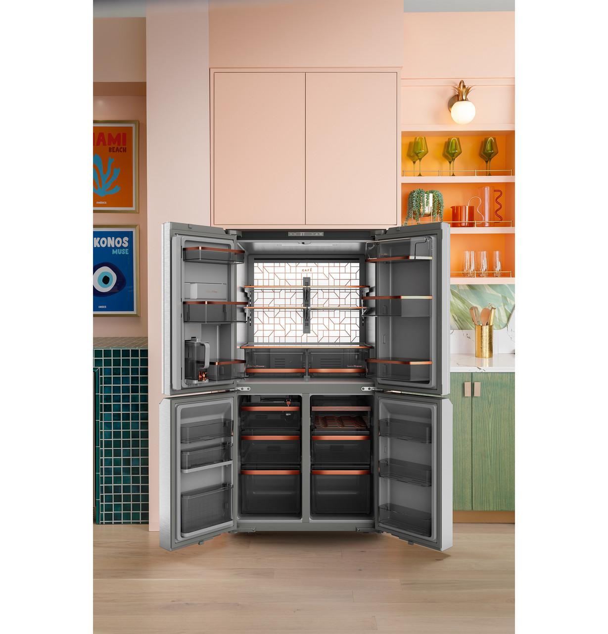 Cafe CAFÉ™ ENERGY STAR® 28.3 Cu. Ft. Smart Quad-Door Refrigerator in Platinum Glass w