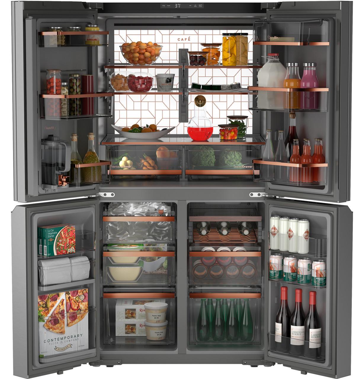 Cafe CAFÉ™ ENERGY STAR® 28.3 Cu. Ft. Smart Quad-Door Refrigerator in Platinum Glass w
