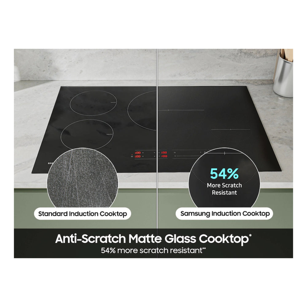 Samsung 30" Induction Cooktop with Anti-Scratch Matte Glass and Sync Burners in Black