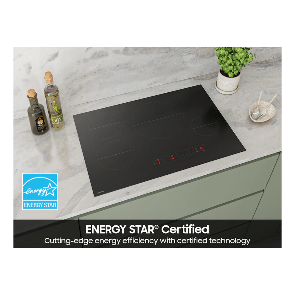 Samsung 30" Induction Cooktop with Anti-Scratch Matte Glass and Sync Burners in Black