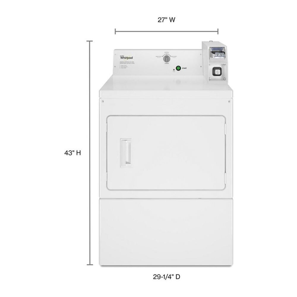 Whirlpool Commercial Commercial Electric Super-Capacity Dryer, Coin Slide