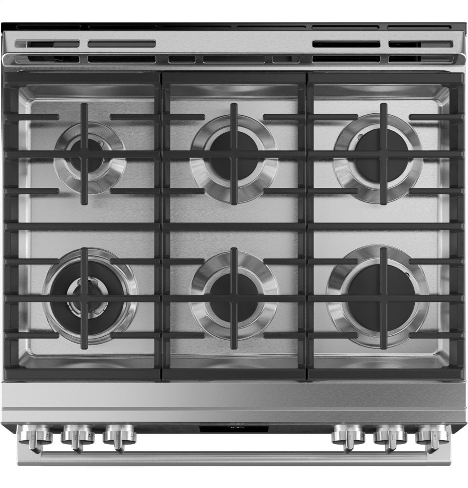Cafe CAFÉ™ 30" Smart Slide-In, Front-Control, Gas Range with Convection Oven in Plati