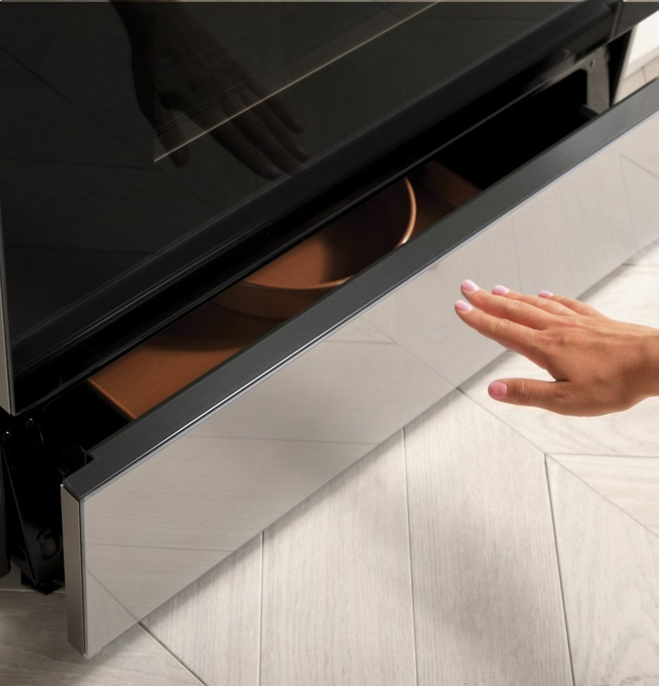 Cafe CAFÉ™ 30" Smart Slide-In, Front-Control, Gas Range with Convection Oven in Plati