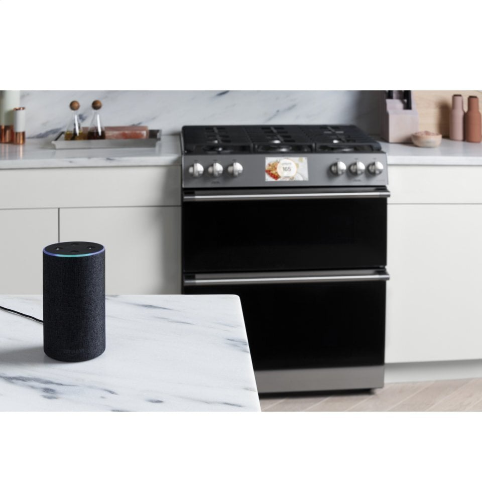 Cafe CAFÉ™ 30" Smart Slide-In, Front-Control, Gas Range with Convection Oven in Plati