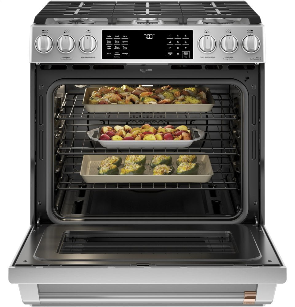 Cafe CAFÉ™ 30" Smart Slide-In, Front-Control, Gas Range with Convection Oven
