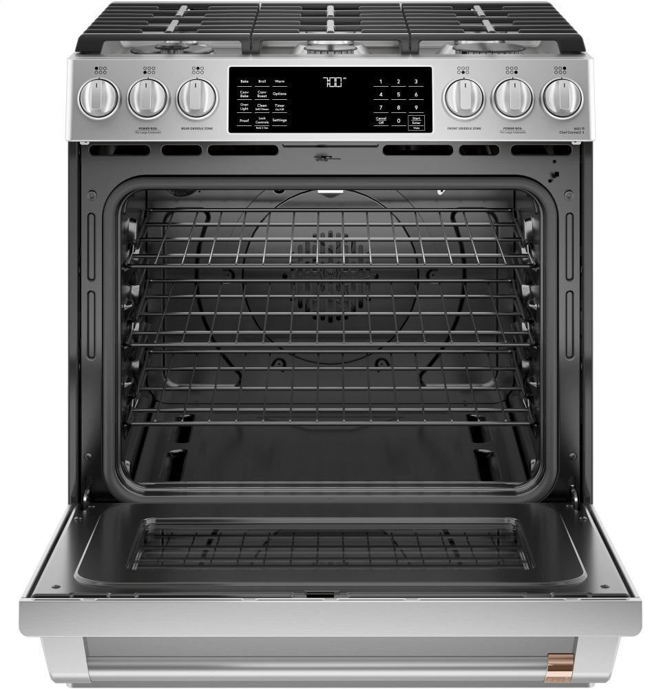 Cafe CAFÉ™ 30" Smart Slide-In, Front-Control, Gas Range with Convection Oven