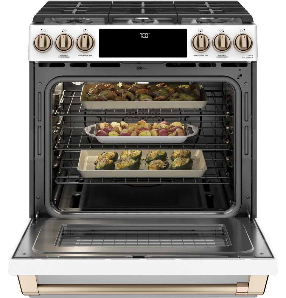 Cafe CAFÉ™ 30" Smart Slide-In, Front-Control, Gas Range with Convection Oven