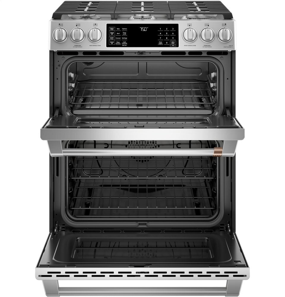 Cafe CAFÉ™ 30" Smart Slide-In, Front-Control, Gas Double-Oven Range with Convection