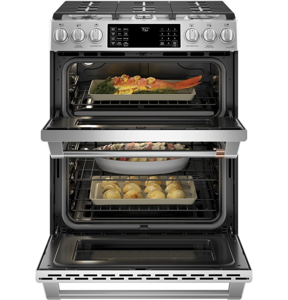 Cafe CAFÉ™ 30" Smart Slide-In, Front-Control, Gas Double-Oven Range with Convection