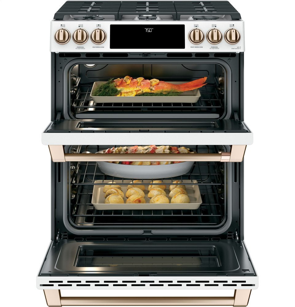 Cafe CAFÉ™ 30" Smart Slide-In, Front-Control, Gas Double-Oven Range with Convection