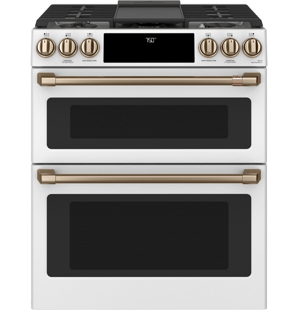 Cafe CAFÉ™ 30" Smart Slide-In, Front-Control, Gas Double-Oven Range with Convection