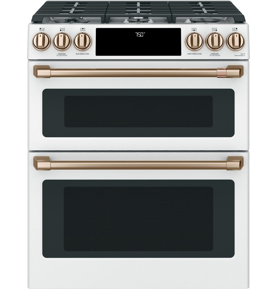 Cafe CAFÉ™ 30" Smart Slide-In, Front-Control, Gas Double-Oven Range with Convection