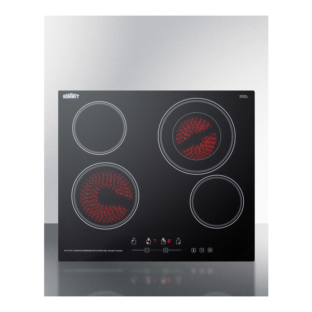 Summit 24" Wide 230v 4-burner Radiant Cooktop