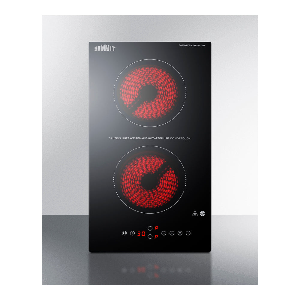 Summit 12" Wide 115v 2-burner Radiant Cooktop With Safety Shutoff