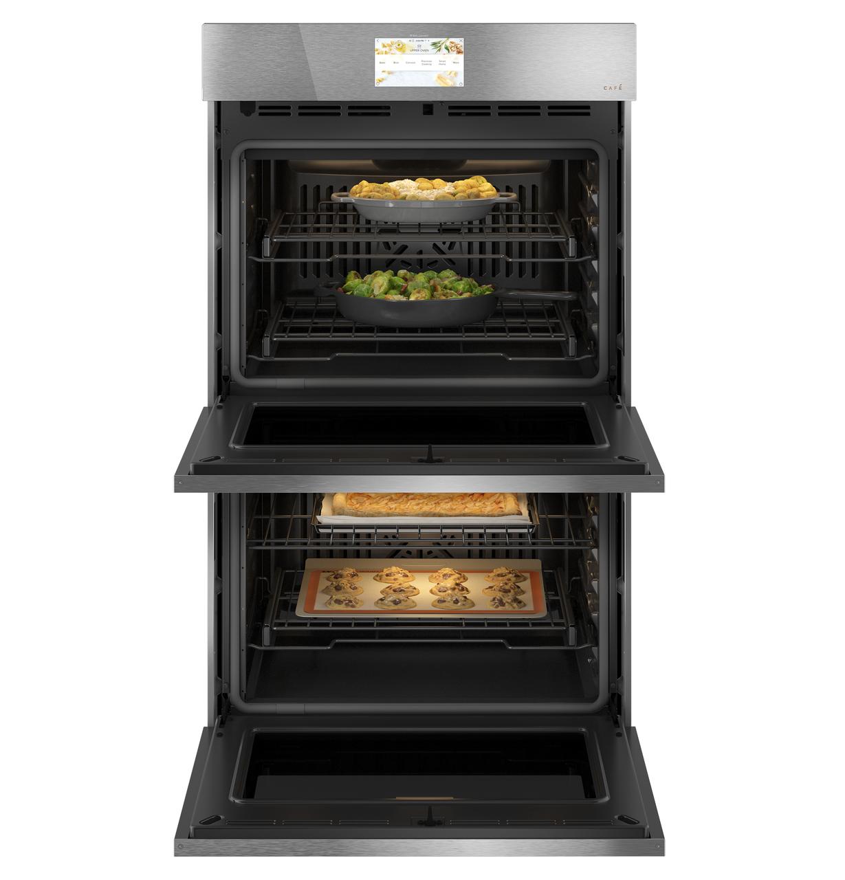 Cafe CAFÉ™ 30" Smart Built-In Convection Double Wall Oven in Platinum Glass