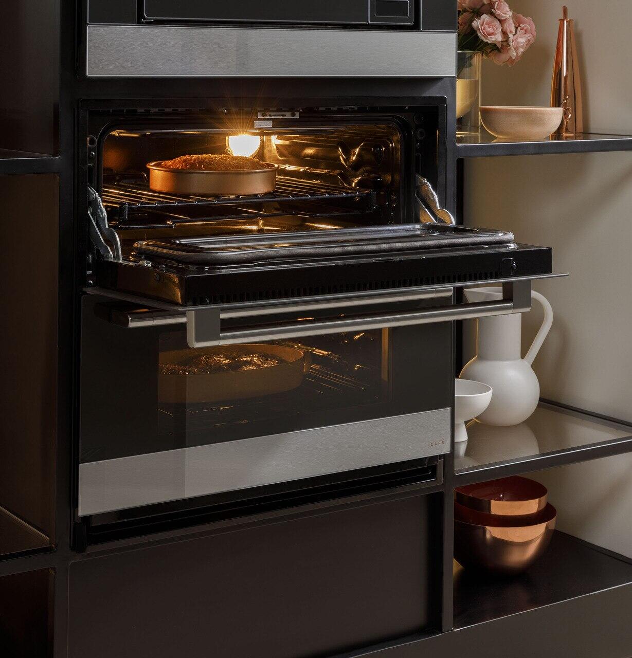 Cafe CAFÉ™ 30" Duo Smart Single Wall Oven in Platinum Glass