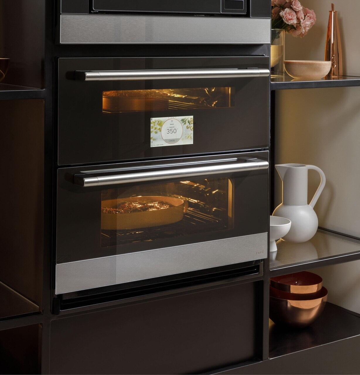 Cafe CAFÉ™ 30" Duo Smart Single Wall Oven in Platinum Glass