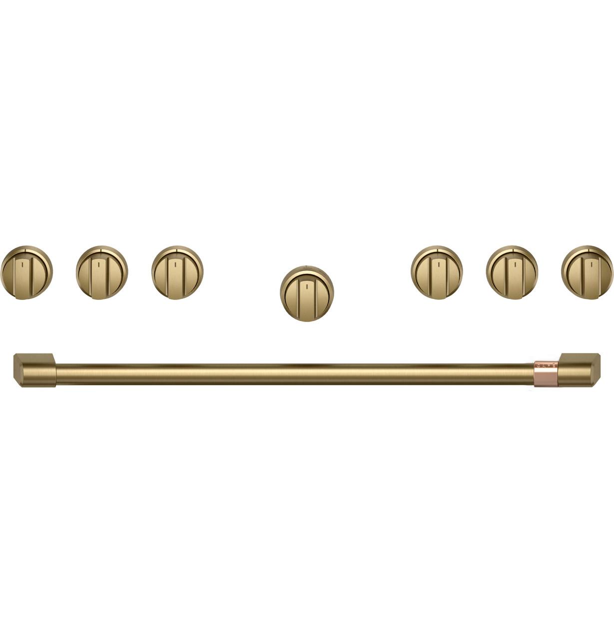 Cafe CAFÉ™ 36" Brushed Brass Handle & Knob Set for Pro Range and Rangetop