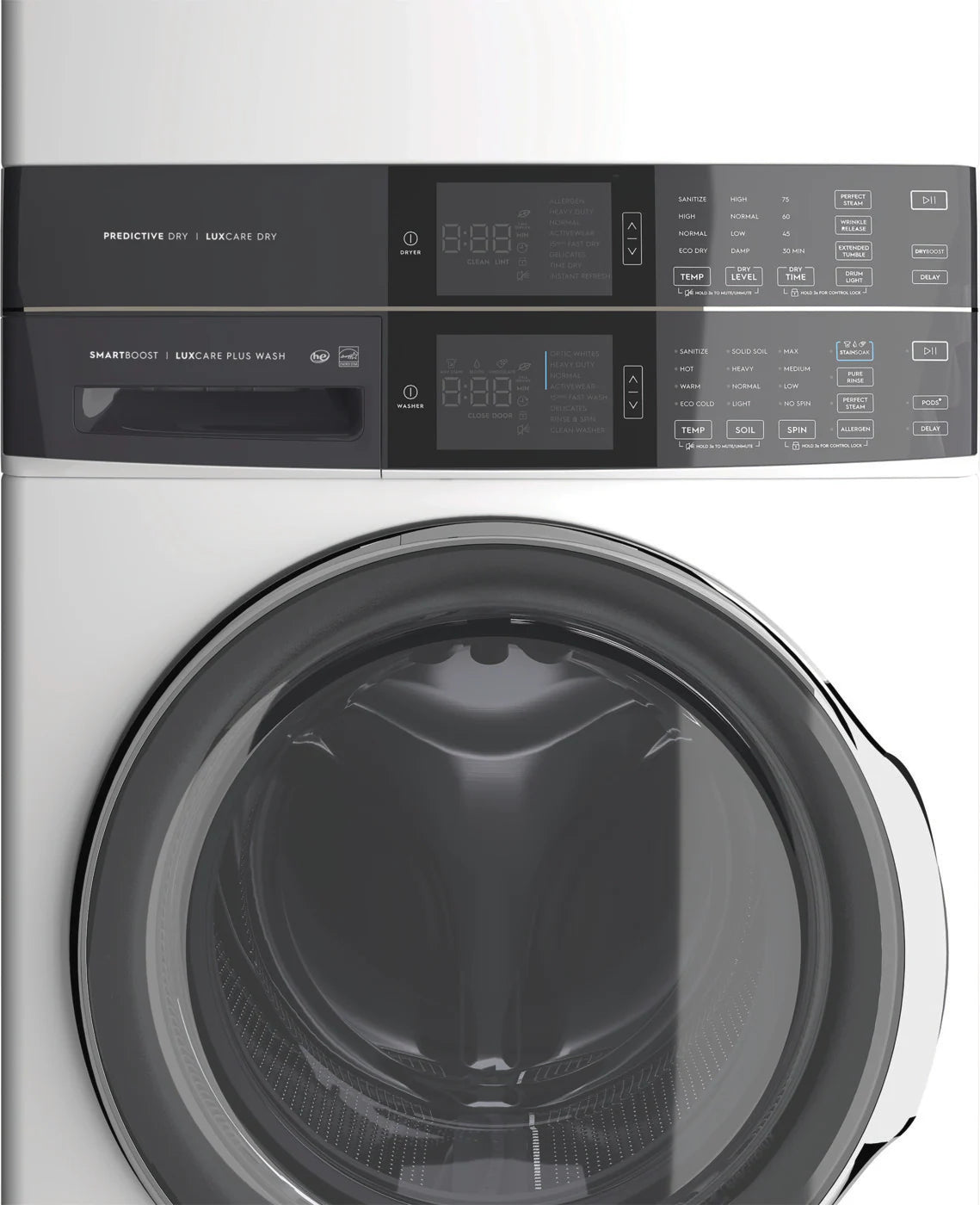 Electrolux Laundry Tower Single Unit Front Load 4.5 Cu. Ft. Washer & 8 Cu. Ft. Gas Dryer