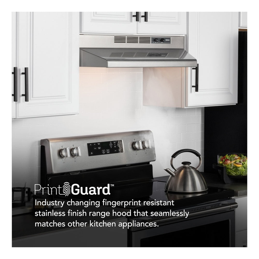 Broan Broan® 30-Inch Convertible Under-Cabinet Range Hood, Stainless Finish with Print