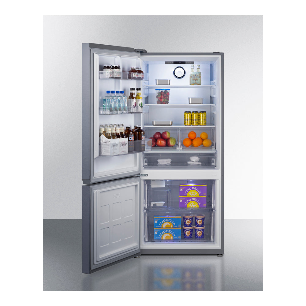 Summit 30" Wide Bottom Freezer Refrigerator With Icemaker, Counter Depth