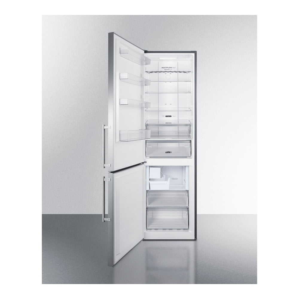 Summit 24" Wide Bottom Freezer Refrigerator With Icemaker