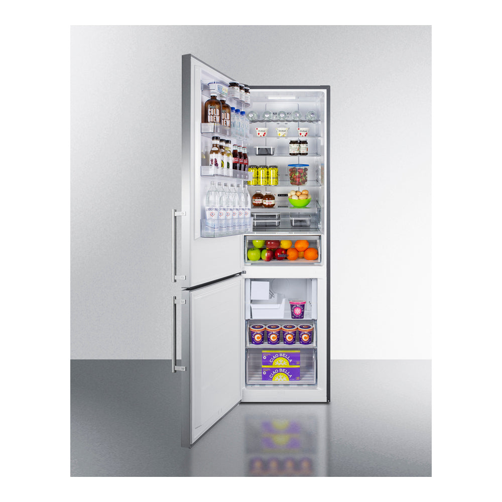 Summit 24" Wide Bottom Freezer Refrigerator With Icemaker
