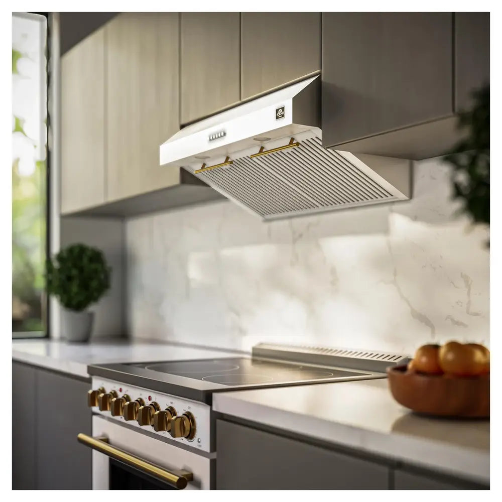 Forno 30 IN UNDER CABINET RANGE HOOD 600 CFM LED LIGHTING DISHWASHERSAFE BAFFLE FILTER