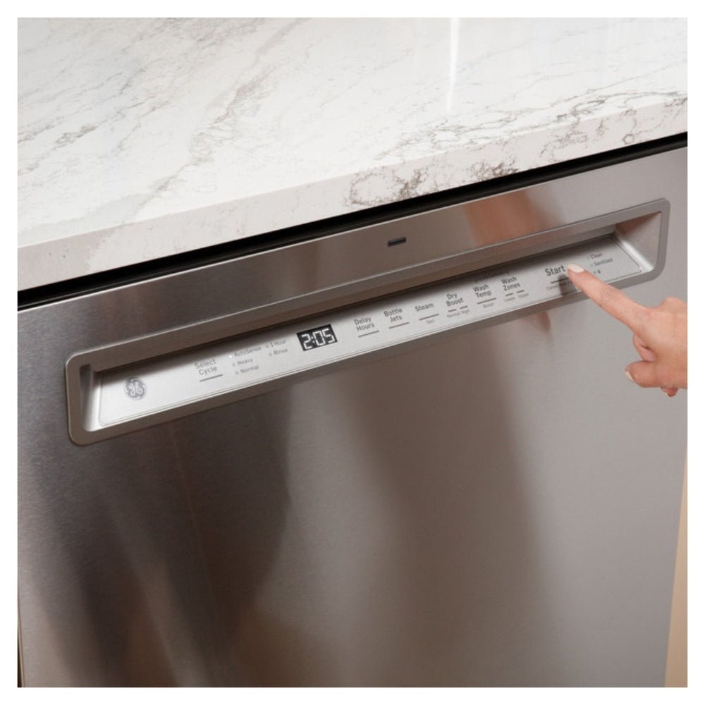 GE GE® ENERGY STAR® Front Control with Stainless Steel Interior Dishwasher with San