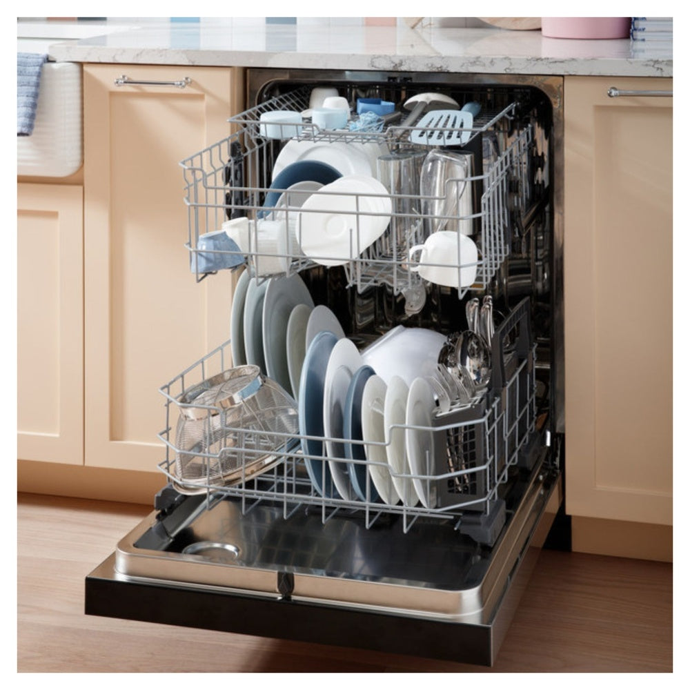 GE GE® ENERGY STAR® Front Control with Stainless Steel Interior Dishwasher with San