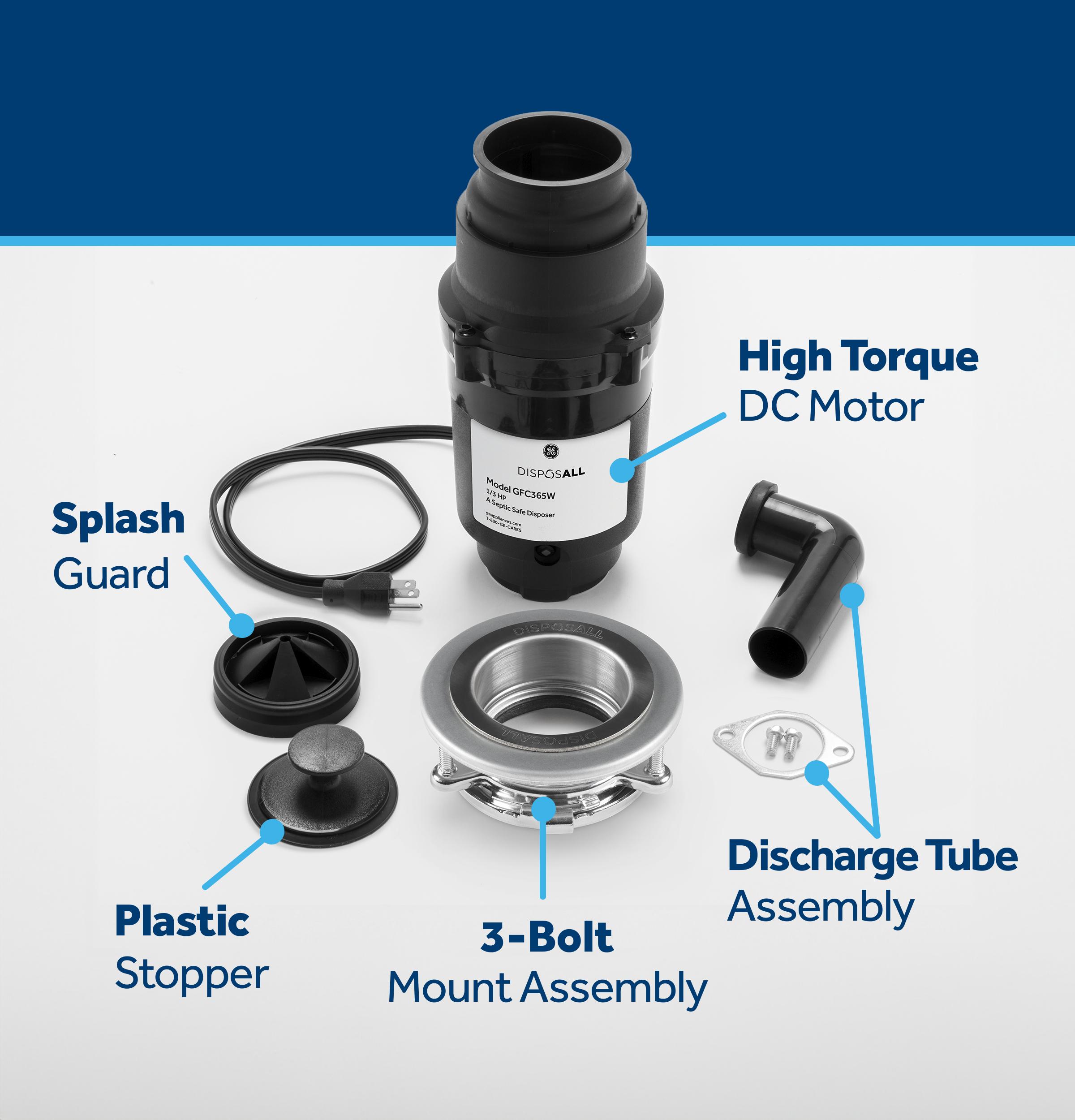 GE GE DISPOSALL® 1/3 HP Continuous Feed Garbage Disposer - Corded