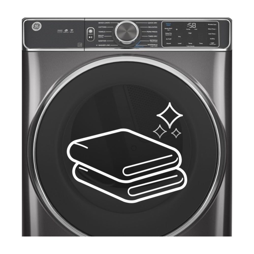 GE GE® ENERGY STAR® 7.8 cu. ft. Capacity Smart Front Load Gas Dryer with Sanitize C