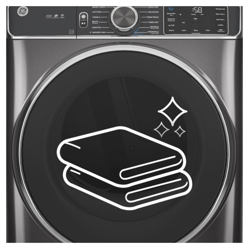GE GE® ENERGY STAR® 7.8 cu. ft. Capacity Smart Front Load Electric Dryer with Steam