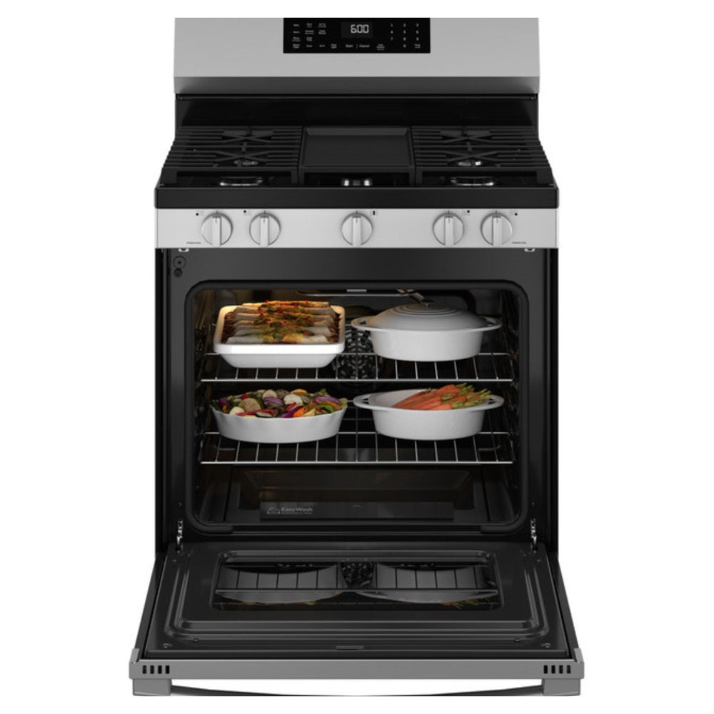 GE GE® 30" Free-Standing Gas Convection Range with No Preheat Air Fry and EasyWash™