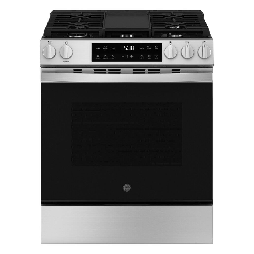 GE GE® 30" Slide-In Front-Control Gas Range with Crisp Mode